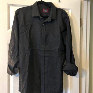 UNTUCKit Black Linen Long Sleeve Button Up